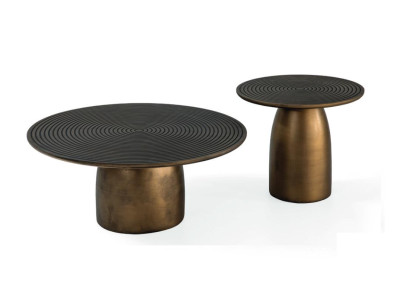 Coffee table set 2x Round Living room Table stainless steel luxury gold 2 pieces. Tables